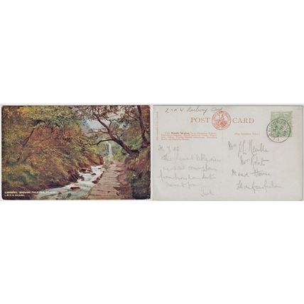 LNWR Llanberis 1907 Ceunant Mawr Waterfall Postcard