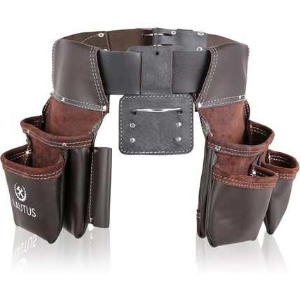 LAUTUS Oil Tanned Leather Tool Belt Rig, Carpenter, Construction, Framers, Handy