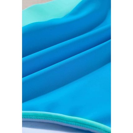 Blue Contrast Trim Crisscross Back High Waisted Bikini