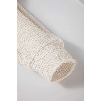 Apricot Waffle Knit Splits Batwing Sleeve Oversized Top
