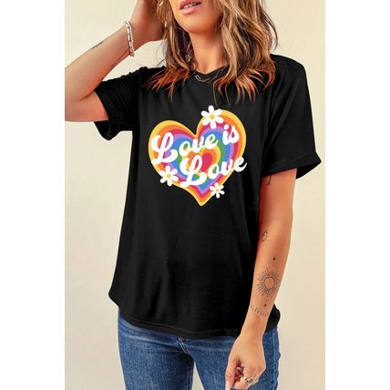 Black Love is Love Rainbow Heart Graphic Crewneck Tee