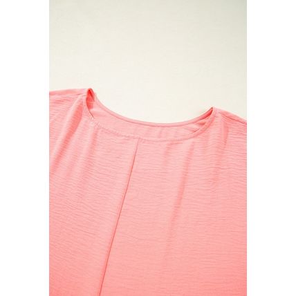 Blossom Shirred Cuffs Half Sleeve Plus Size Textured Blouse