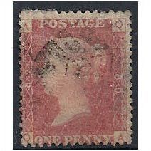 1858 SG43 1d Red Plate 80 Fine Used Check Letters "QA".