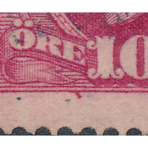 Sweden Facit 54v/Scott 58v, 10ö carmine Oscar II, F used PLATE FLAW