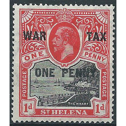 St Helena 1916 SG87 1d + 1d Black & Scarlet WAR TAX Mounted Mint...