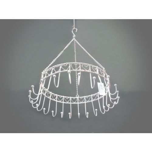 Kräuterkrone z. Hängen 24 Haken ø32cm,creme Metallkranz,