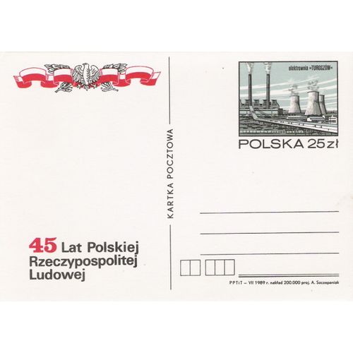 Mi P 1041: Postcard: 45th Anniversary of the Polish People's Republic.