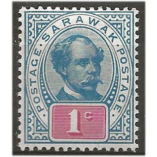 Sarawak 1901 SG36 1c Grey-Blue & Rosine Mounted Mint . ..