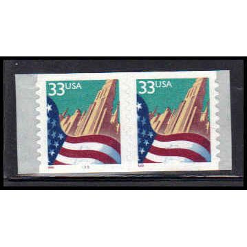 3281c 33c U.S. Flag Over City Very Fine MNH CNP Left 5555 PA2070