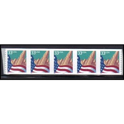 3281c 33c U.S. Flag Over City Very Fine MNH PNC 5555/5 KA9329