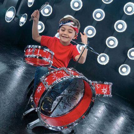 Big Band Toy Drum Set (Bass/Small &Large Tom Tom/Cymbal/Pedal/Stool/Drumsticks)