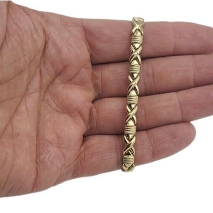 Ladies Fancy XOXOX Link 7" Ladies Bracelet Solid Real 14K Yellow Gold 8.8 Gr