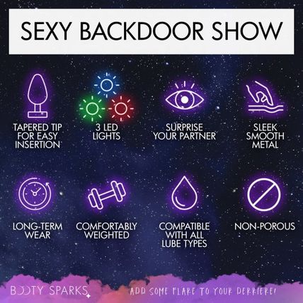 Light Up Anal Plug Medium Metal Rave Show Booty Sparks Ass Butt Play LED Aluminu