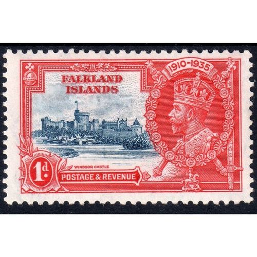 FALKLANDS 1935 Silver Jubilee Sg139 1d Deep Blue & Scarlet m/mint (G83)