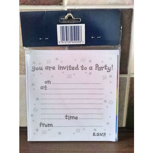 21st Birthday Party Invitations - 6Pkt + Envelopes