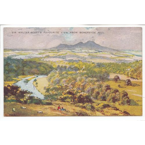 Sir Walter Scott's Favourite View from Bemersyde Hill R Eadie Art Postcard E1140