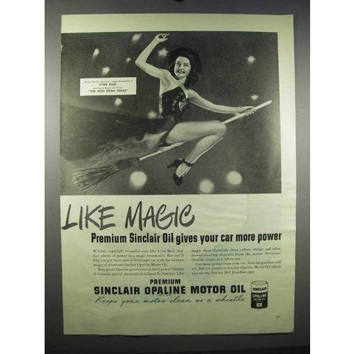 1947 Sinclair Opaline Motor Oil Ad - Lynn Bari