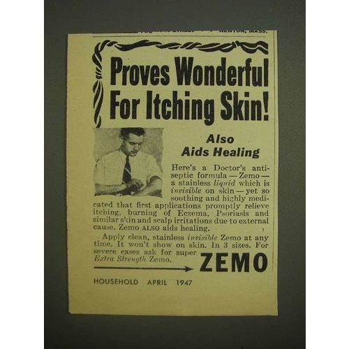 1947 Zemo Skin Care Ad - Proves Wonderful for Itching Skin!