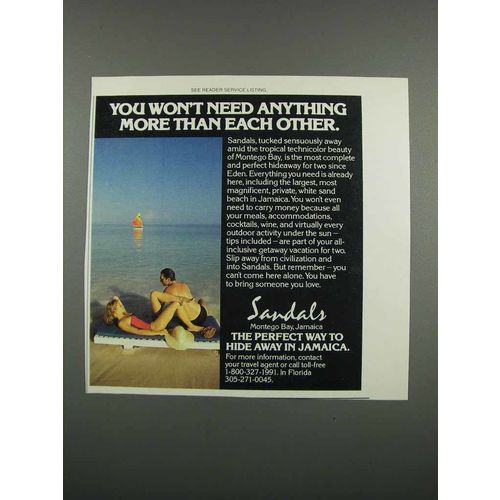 1983 Sandals Montego Bay, Jamaica Ad - You Won't Need