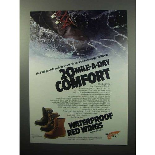 1987 Red Wings Waterproof Boots Ad - 806, 808, 815