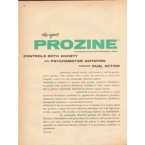 wyeth 1959 prozine controls anxiety agitation medical vintage ad
