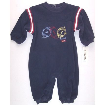 NWT Carter's Infant Boy's Navy Blue Fleece Football One Piece Romper, 6M