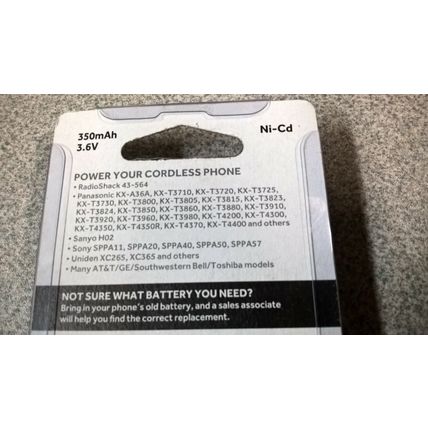 RadioShack 3.6V/350mAh Ni-Cd Cordless Phone Battery 2302347 for Panasonic kx-t