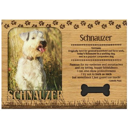 Schnauzer Engraved Wood Picture Frame Magnet