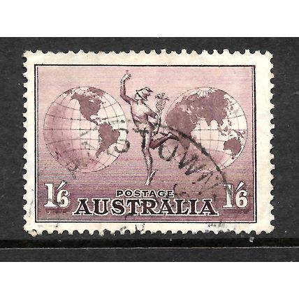 AUSTRALIA 1937 HERMES 1s.6d DULL PURPLE SG 153a FINE USED#4