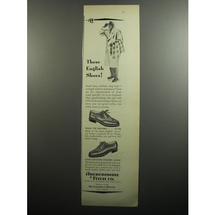 1951 Abercrombie & Fitch Ad - Wing Tip Oxford and Long Grained Oxford Shoes