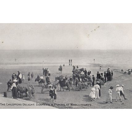 Mablethorpe Skegness Donkeys Pony Seaside Beach Rides Old Postcard