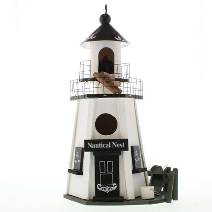 Nautical Beach Decor Wooden Birdhouse Lighthouse Collectors Gift Patio Garden