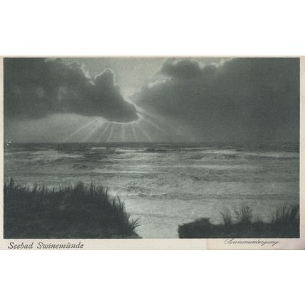 Seebad Swinemunde Poland Antique Sea Sunset Postcard