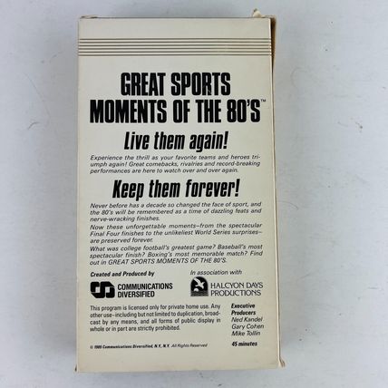 Great Sports Moments of the 80s VHS Video Tape