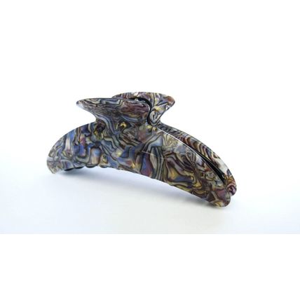 Long large abalone sea shell effect purple blue gold hair claw clip