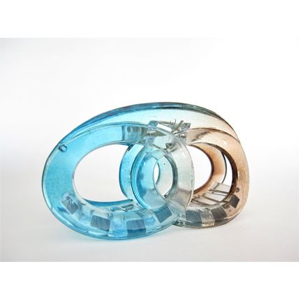 Clear transparent blue and brown infinity knot hair claw clip
