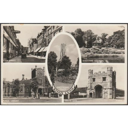 Multiview, King's Lynn, Norfolk, 1956 - Valentine's RP Postcard