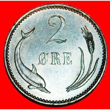 Ⰶ 2 SOLD DOLPHIN (1874-1906): DENMARK ★ 2 ORE 1897! ★LOW START★NO RESERVE