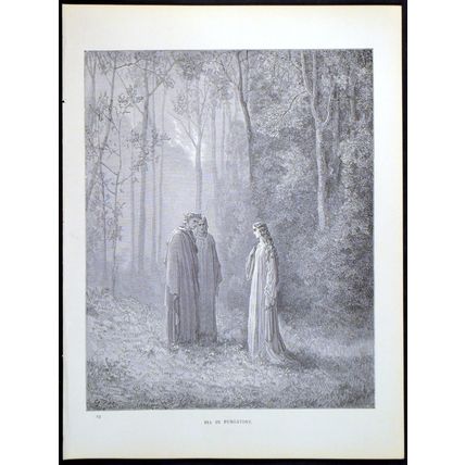 PIA IN PURGATORY 1885 Gustave Doré - Dante Alighieri - Trichon ANTIQUE ENGRAVING