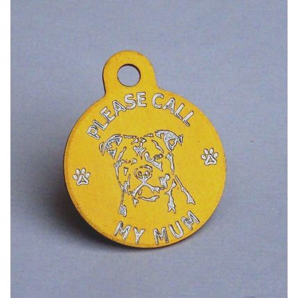 STAFFIE DOG TAG STAFFORDSHIRE BULL TERRIER TAG PLEASE CALL MY MUM PERSONALISED