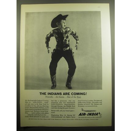 1960 Air-India Airlines Ad - The indians are coming!