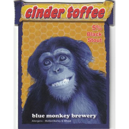 UNUSED PUMP CLIP FRONT - BLUE MONKEY BREWERY - CINDER TOFFEE BLACK STOUT