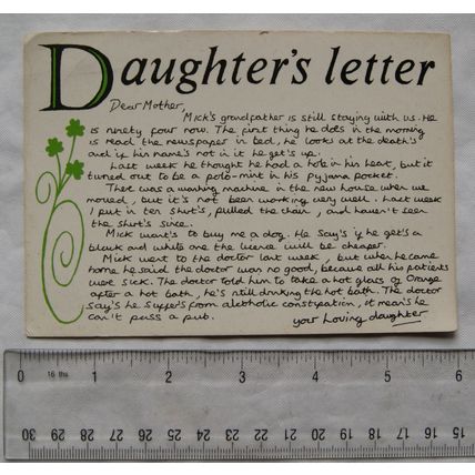 old Comic postcard Daughter's Letter