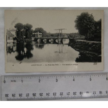 vintage postcard Abbeville, France - The Meadows Bridge
