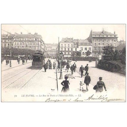 76 - LE HAVRE - rue de Paris et l'hôtel de ville
