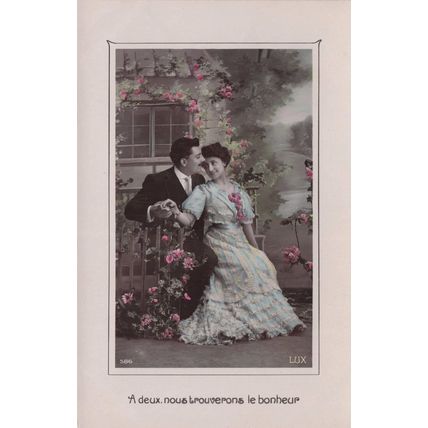 Lovers By Window Secret Spy Code Glamour Old French RPC Romantic Postcard