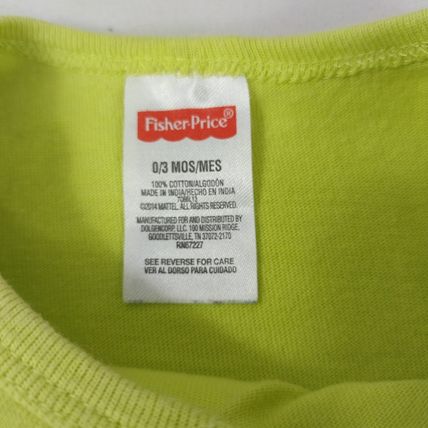 Fisher Price Boys Toddler One Piece Short Sleeve "Sweetride" Green Sz 0-3M