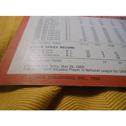 RARE 1962 Sports Champions WILLIE MAYS 7" Floppy 33 RPM Record! $35.00 Shipped!