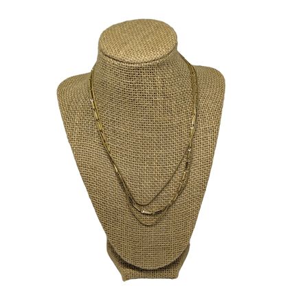 Gold Tone Layered Chain Necklace Princess Length