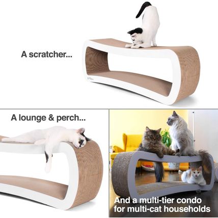 Petfusion Jumbo Cat Scratcher Lounge, White. 39 X 11 X 14 Inch 4 Cardboard Scrat